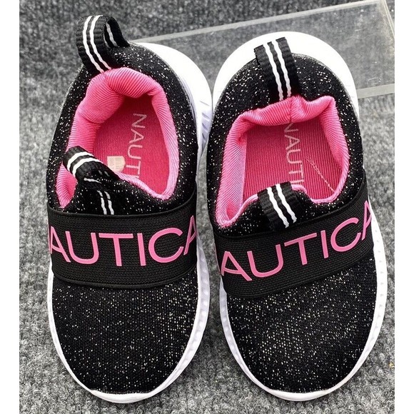 Nautica Kids Girls Toddler 5C Athletic Sneaker Canvey Sparklet Shoe Slip On - Picture 9 of 12